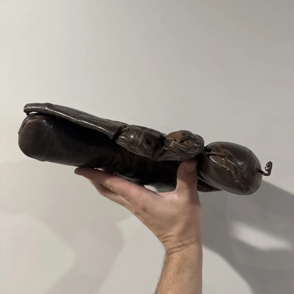 Vintage 1920's KEN-WEL 3-Finger Brown Leather Baseball Glove Antique